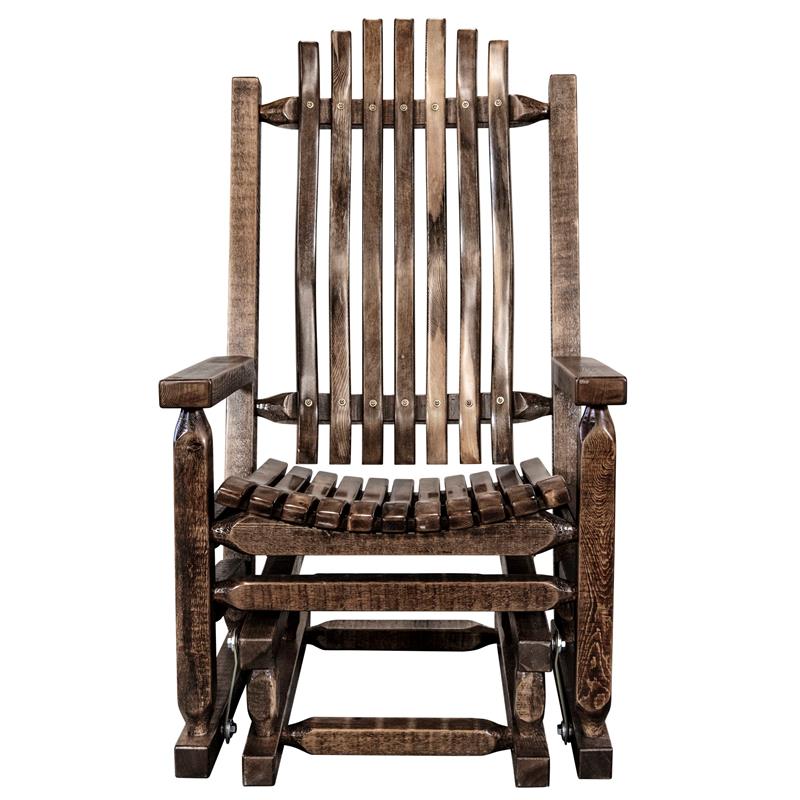 Montana Woodworks Homestead Transitional Wood Glider Rocker in Brown Lacquered