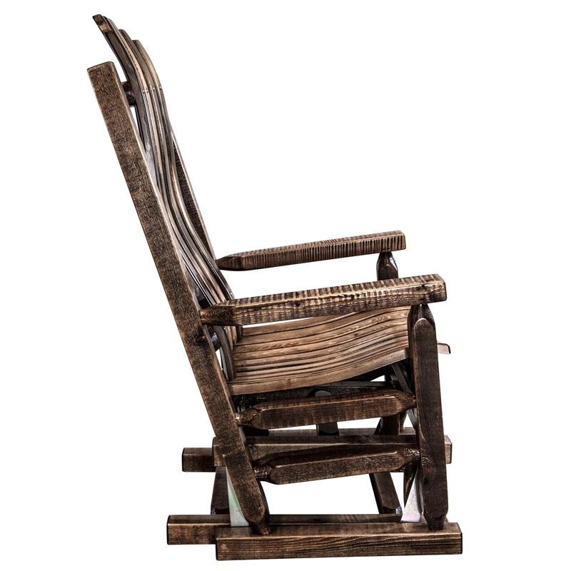 Montana Woodworks Homestead Transitional Wood Glider Rocker in Brown Lacquered