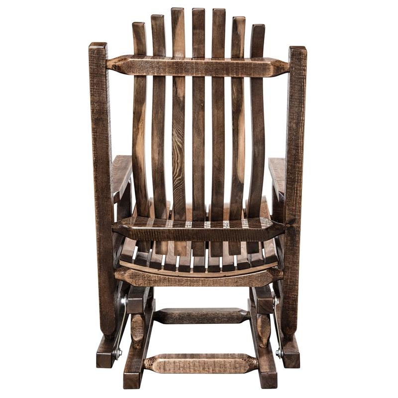 Montana Woodworks Homestead Transitional Wood Glider Rocker in Brown Lacquered