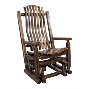 montana woodworks homestead transitional wood glider rocker in brown lacquered