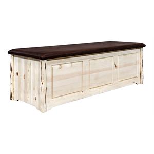 montana woodworks transitional pine wood blanket chest in natural