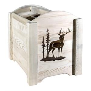 montana woodworks homestead wood magazine rack with elk design in natural