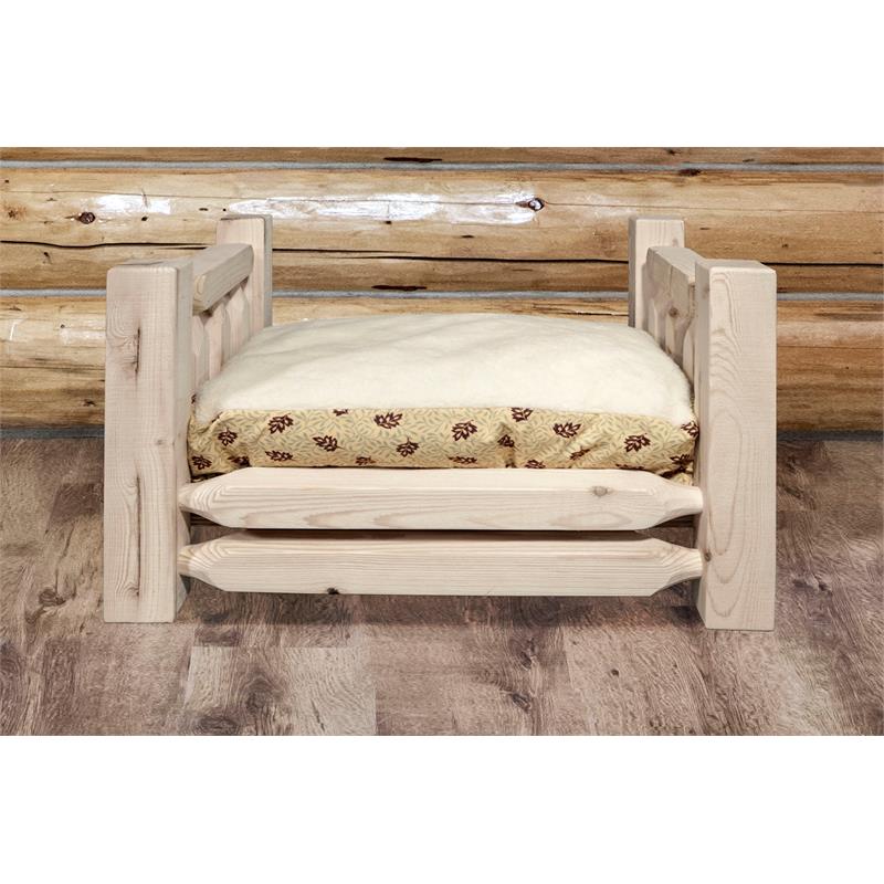 Montana Woodworks Homestead Wood Pet Feeder with Mattress in Natural