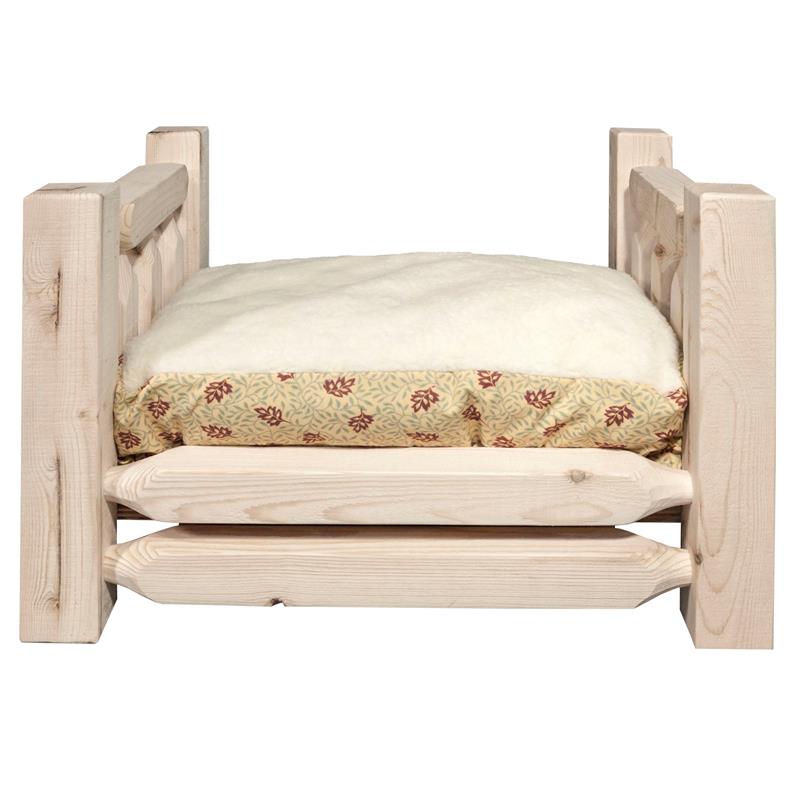 Montana Woodworks Homestead Wood Pet Feeder with Mattress in Natural