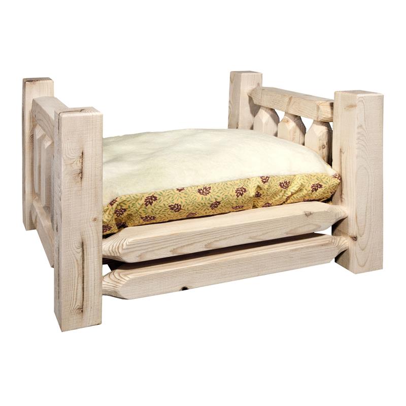 Montana Woodworks Homestead Wood Pet Feeder with Mattress in Natural