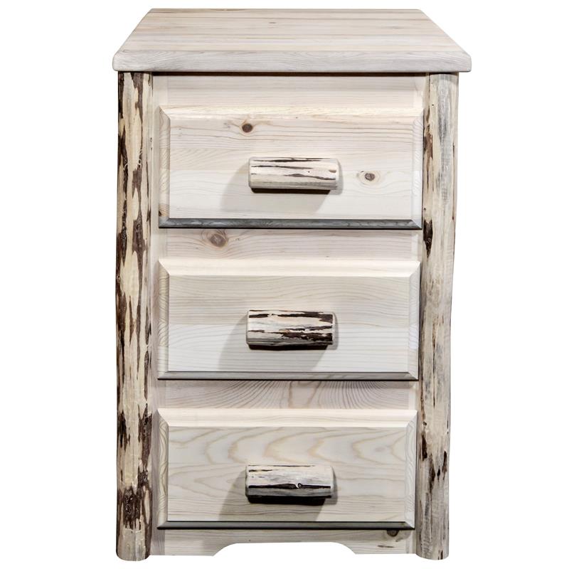Montana Woodworks Handcrafted 3 Drawers Wood Nightstand in Natural