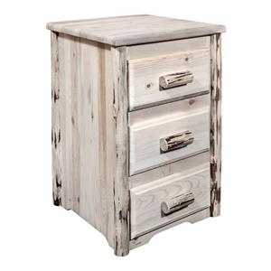 Montana Woodworks Handcrafted 3 Drawers Wood Nightstand in Natural