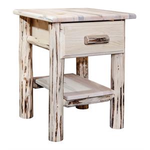 montana woodworks solid wood nightstand with drawer and shelf in natural