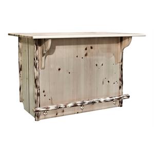 Montana Woodworks Transitional Solid Wood Bar with Foot Rail in Natural