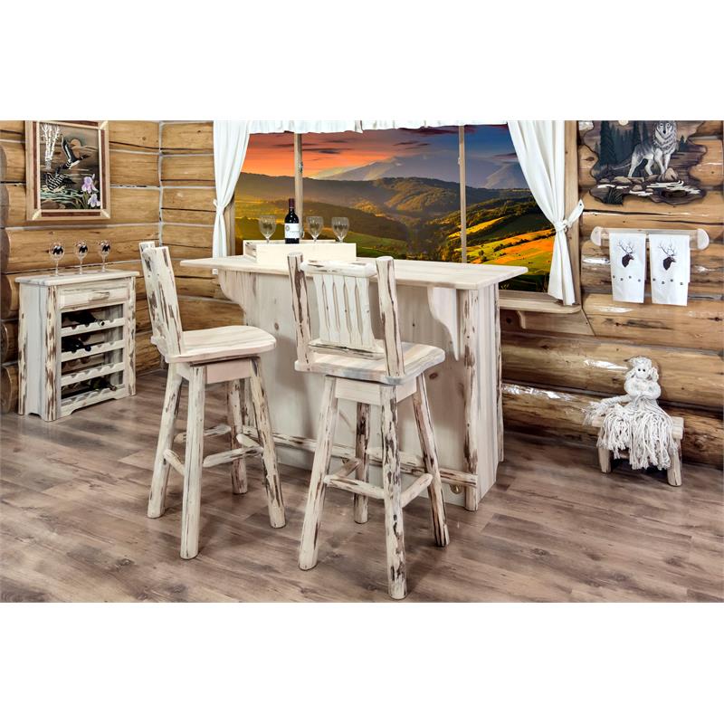 Montana Woodworks Transitional Wood Bar with Foot Rail in Natural