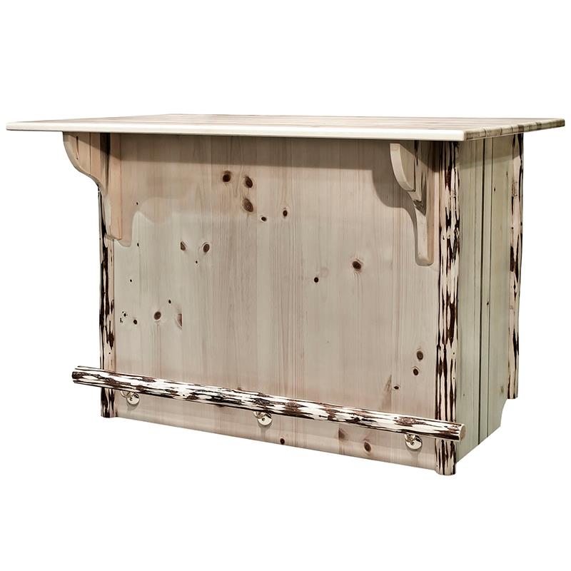 Montana Woodworks Transitional Wood Bar with Foot Rail in Natural