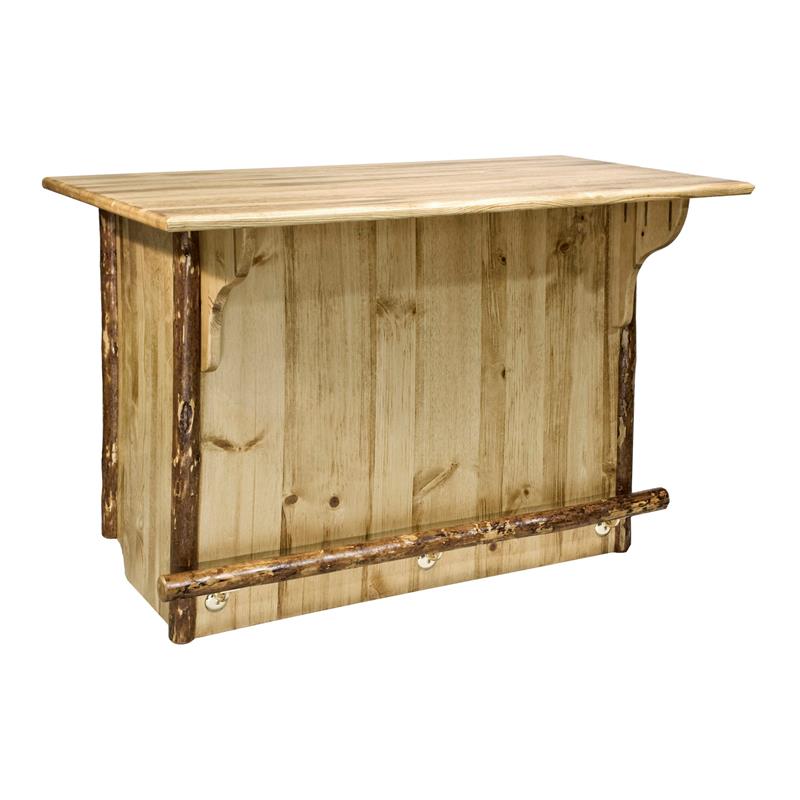 Montana Woodworks Glacier Country Wood Deluxe Bar with Foot Rail in Brown