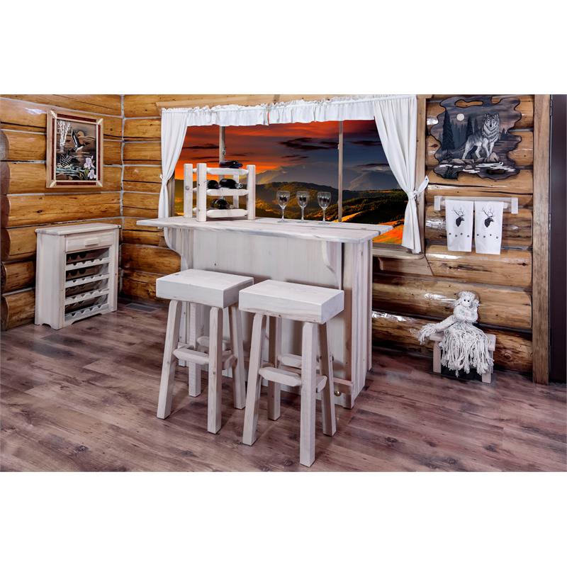 Montana Woodworks Homestead Solid Wood Bar with Foot Rail in Natural