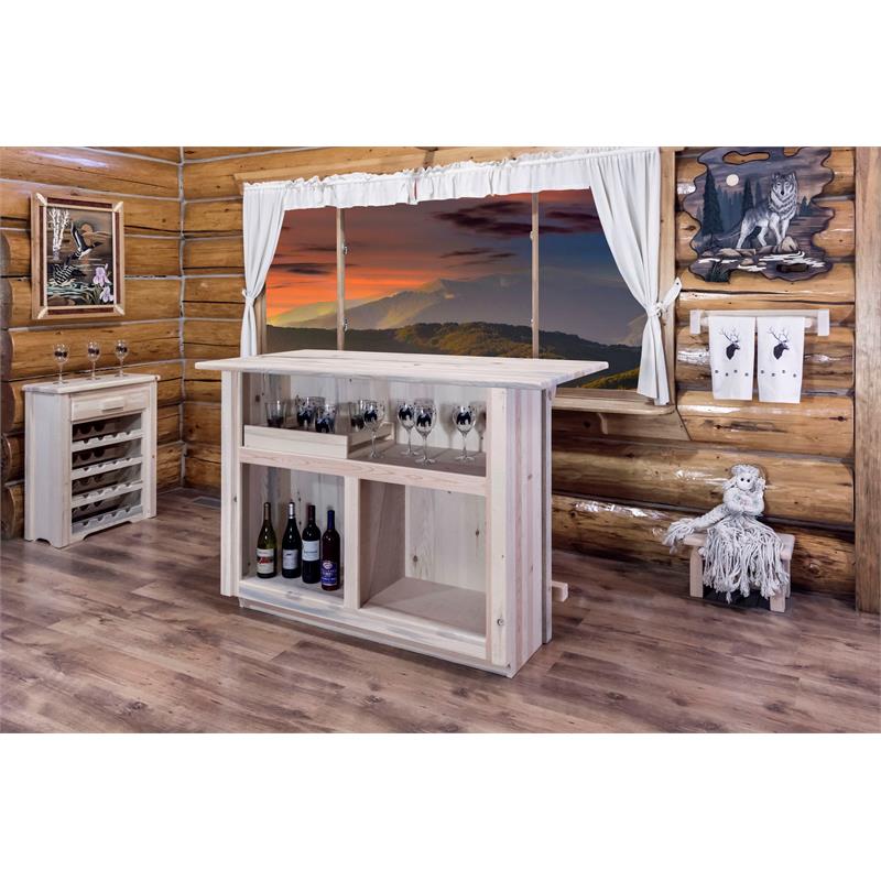 Montana Woodworks Homestead Solid Wood Bar with Foot Rail in Natural