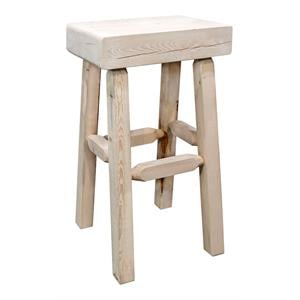 Montana Woodworks Homestead 30&quot Solid Pine Wood Half Log Barstool in Natural