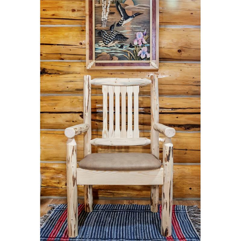 Montana Woodworks Handcrafted Wood Captain's Chair in Natural Lacquered
