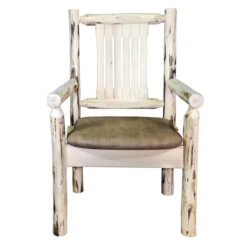 Montana Woodworks Handcrafted Wood Captain's Chair in Natural Lacquered