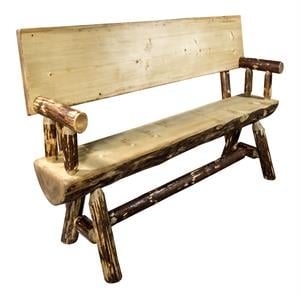 Montana Woodworks Glacier Country 4ft Wood Half Log Bench in Brown