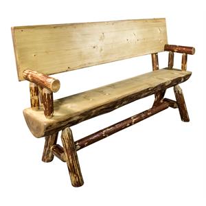 Montana Woodworks Glacier Country 5ft Wood Half Log Bench in Brown