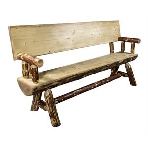 Montana Woodworks Glacier Country 6ft Wood Half Log Bench in Brown