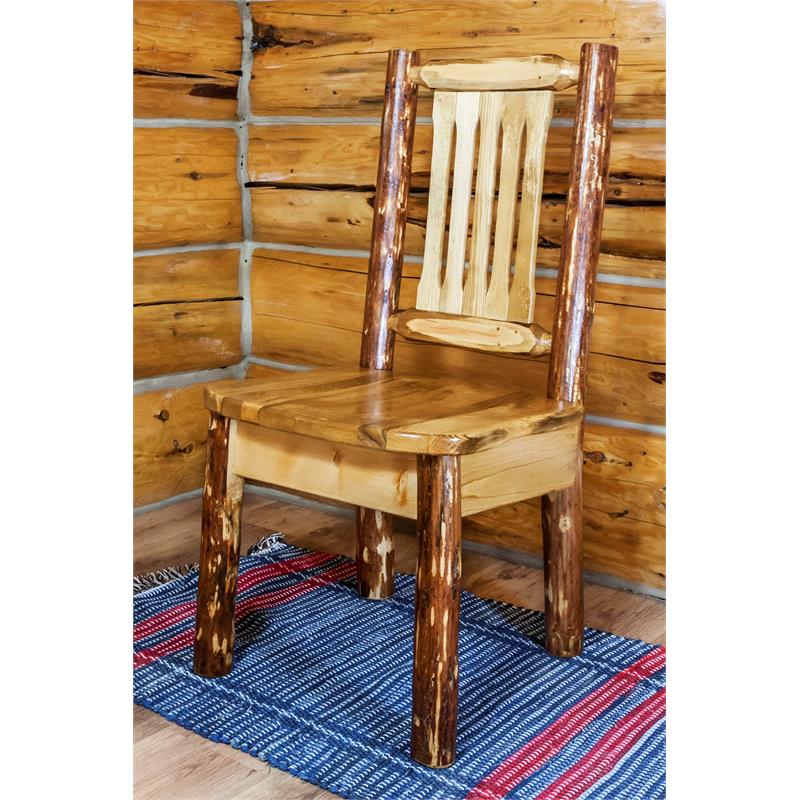 Montana Woodworks Glacier Country Solid Wood Side Chair in Brown