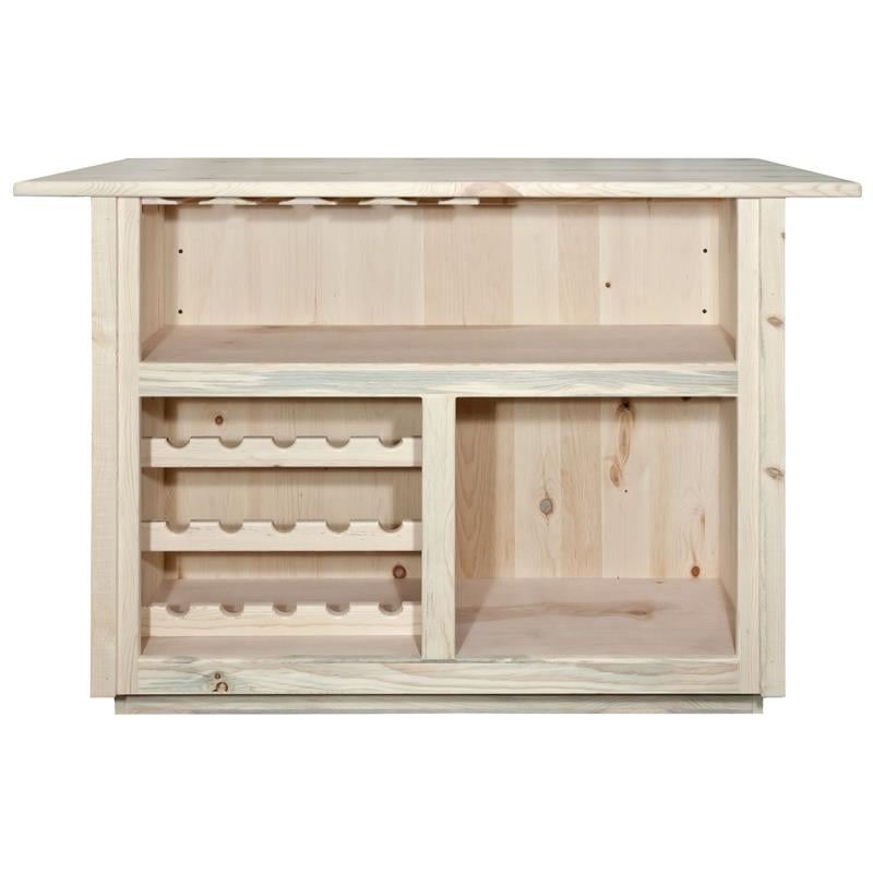 Montana Woodworks Homestead Deluxe Solid Wood Bar with Foot Rail in Natural