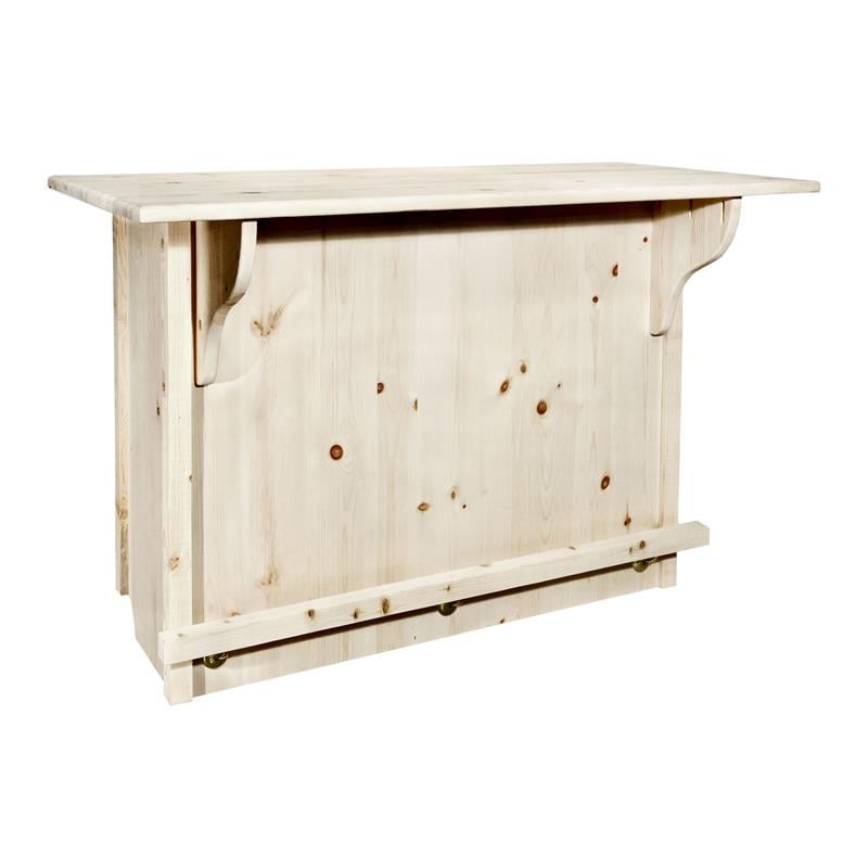Montana Woodworks Homestead Deluxe Solid Wood Bar with Foot Rail in Natural