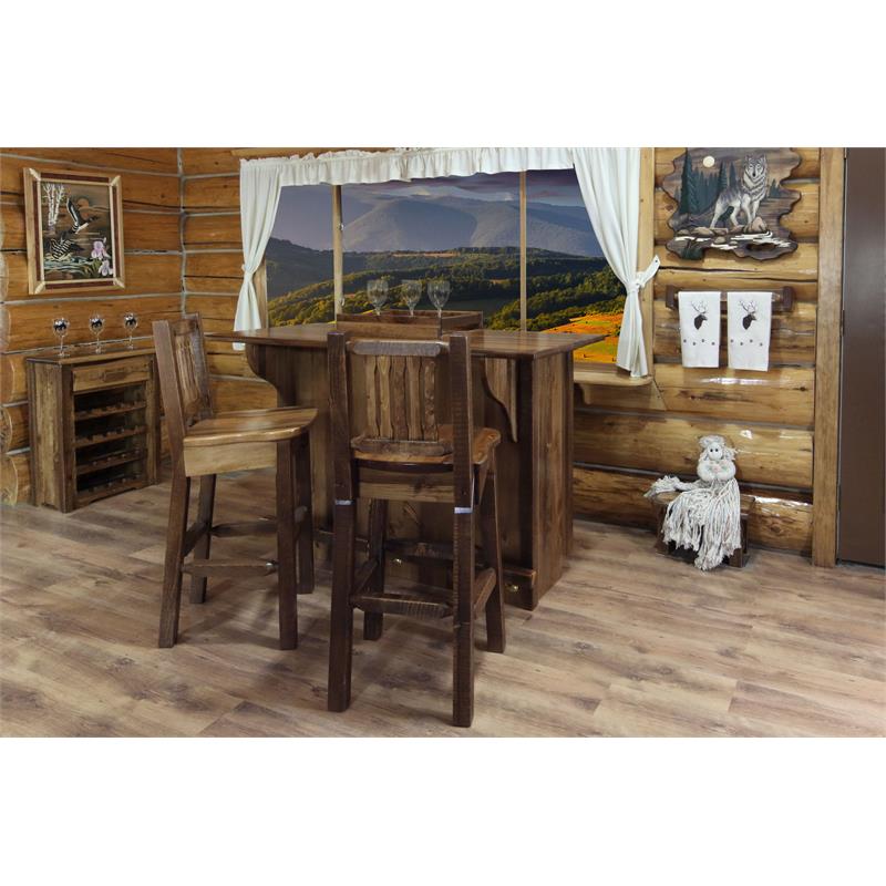 Montana Woodworks Homestead Wood Deluxe Bar with Foot Rail in Brown