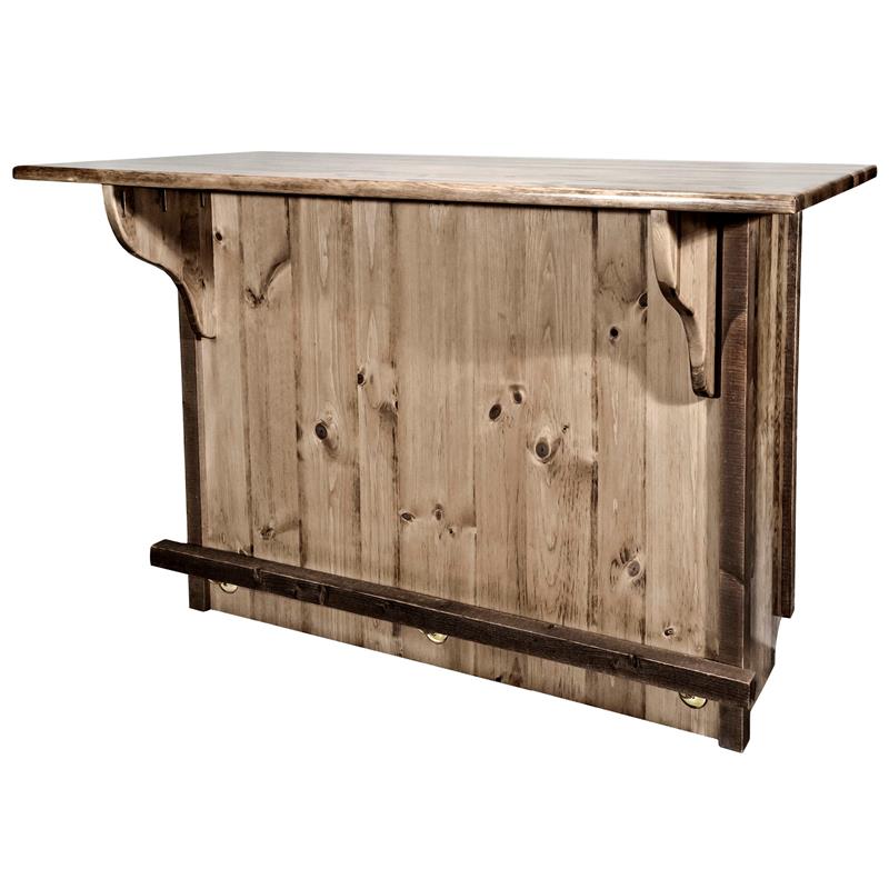 Montana Woodworks Homestead Wood Deluxe Bar with Foot Rail in Brown