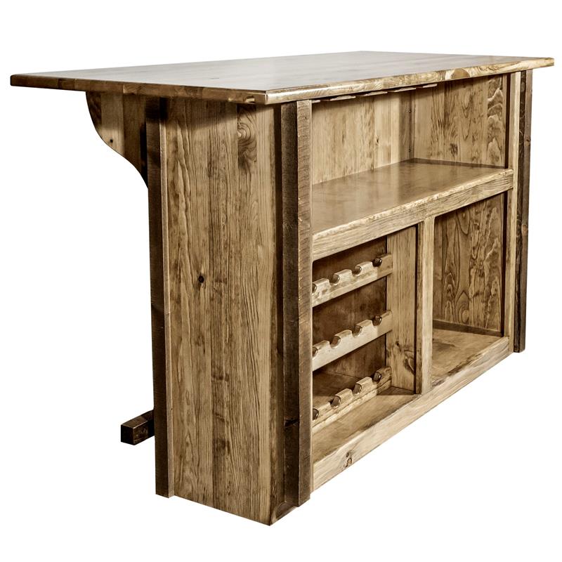 Montana Woodworks Homestead Wood Deluxe Bar with Foot Rail in Brown