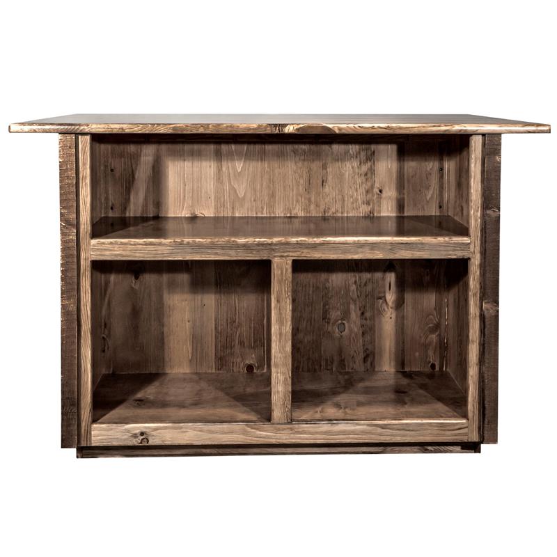 Montana Woodworks Homestead Wood Bar with Foot Rail in Brown Lacquered