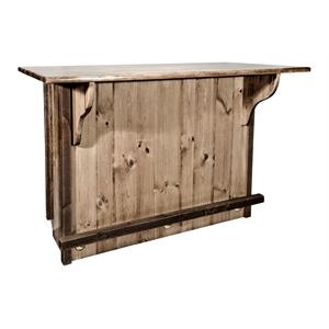 montana woodworks homestead wood bar with foot rail in brown lacquered