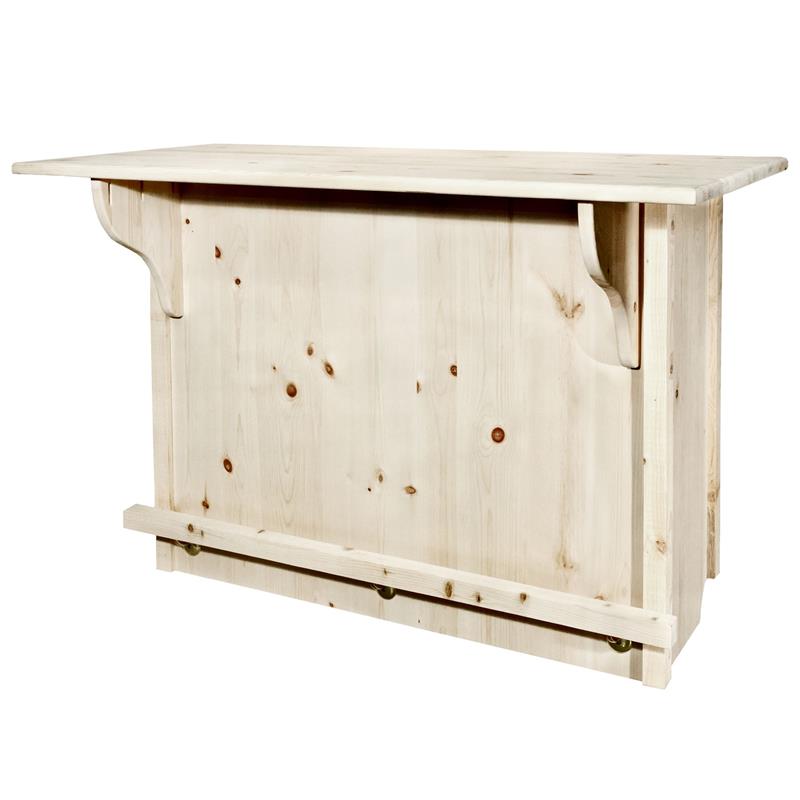 Montana Woodworks Homestead Wood Bar with Foot Rail in Natural