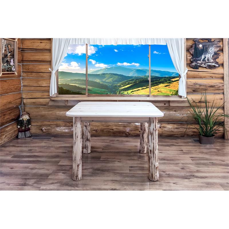 Montana Woodworks Handcrafted Square 4 Post Wood Dining Table in Natural