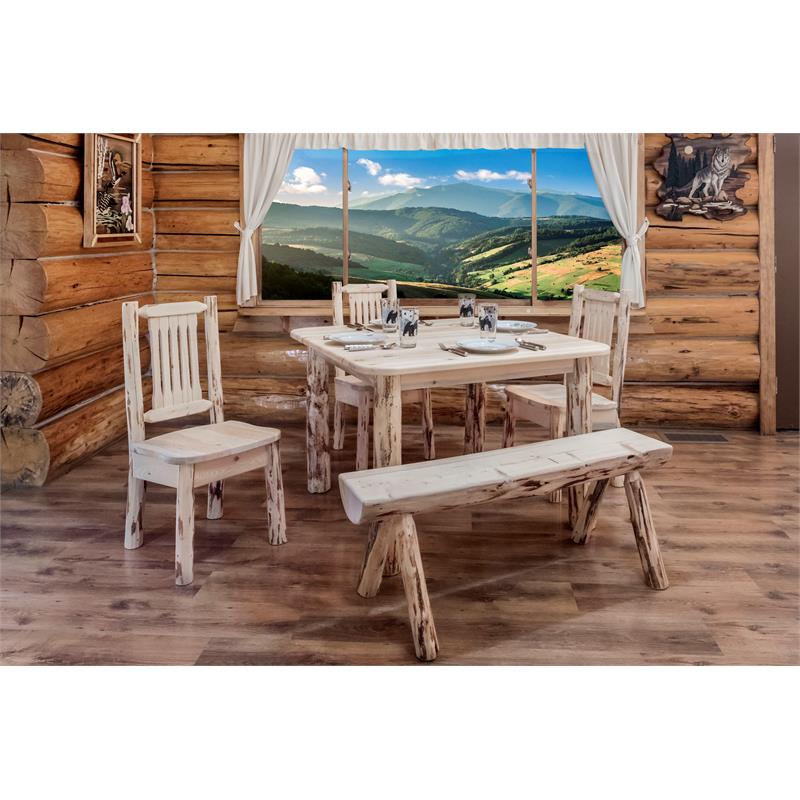Montana Woodworks Handcrafted Square 4 Post Wood Dining Table in Natural