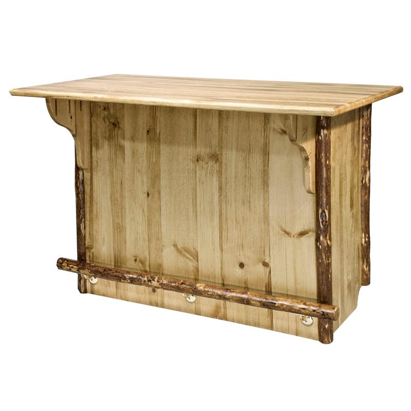 Montana Woodworks Glacier Country Wood Bar with Foot Rail in Brown