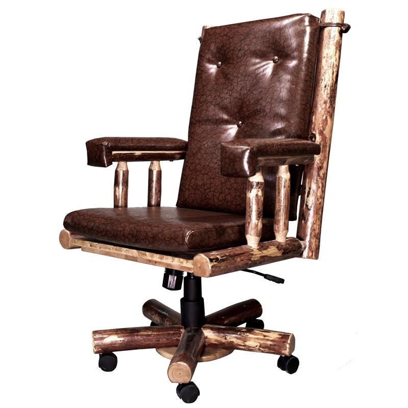Montana Woodworks Glacier Country Wood Upholstered Office Chair in Brown