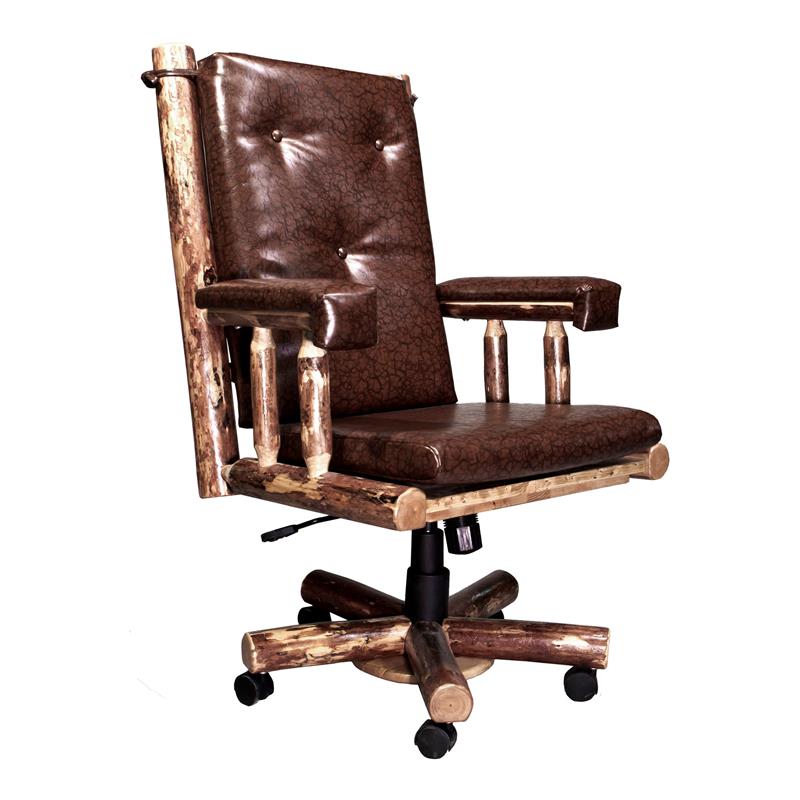 Montana Woodworks Glacier Country Wood Upholstered Office Chair in Brown
