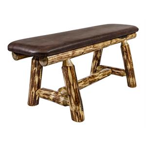 Montana Woodworks Glacier Country 45&quot Pine Wood Plank Style Bench in Brown