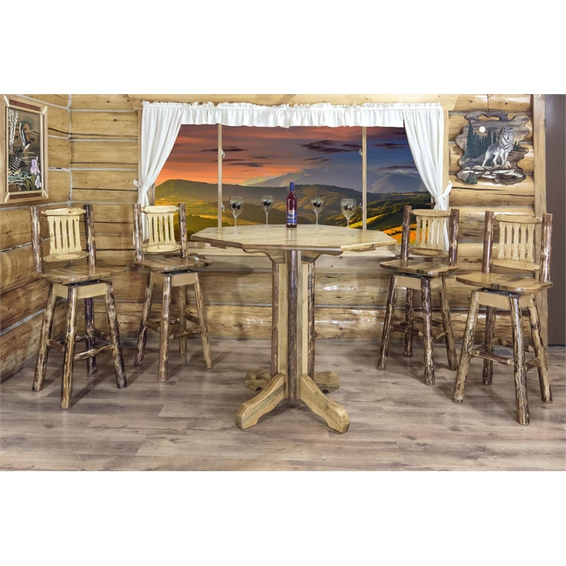 Montana Woodworks Glacier Country Transitional Solid Wood Pub Table in Brown