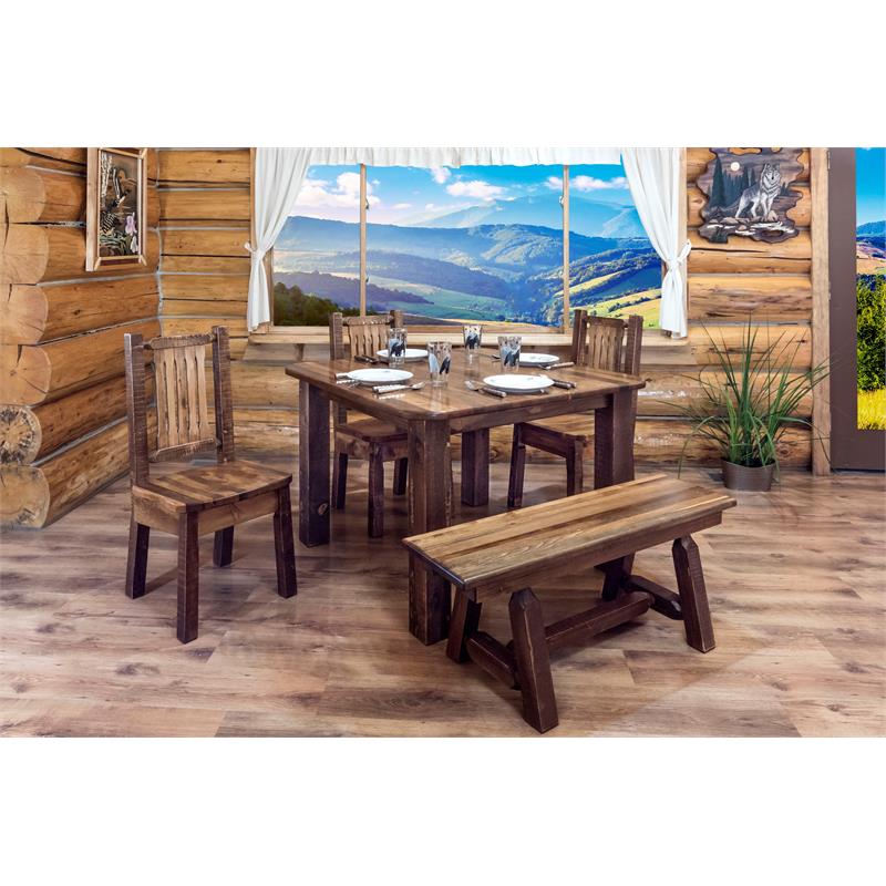 Montana Woodworks Homestead Square 4 Post Wood Dining Table in Brown
