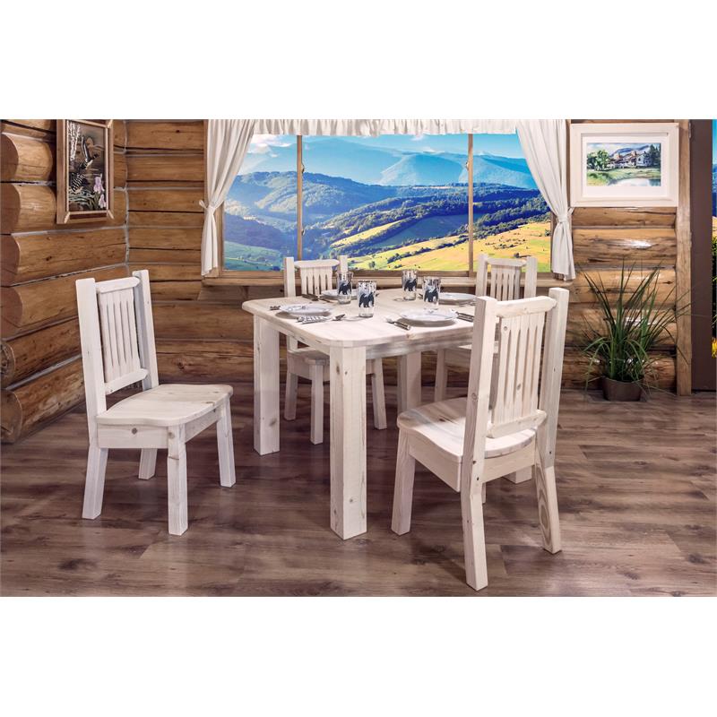 Montana Woodworks Homestead Square 4 Post Solid Wood Dining Table in Natural