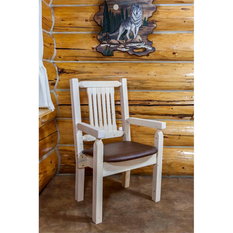 Montana Woodworks Homestead Hand-Crafted Wood Captain's Chair in Natural