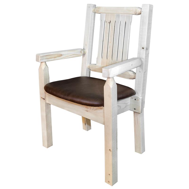Montana Woodworks Homestead Hand-Crafted Wood Captain's Chair in Natural