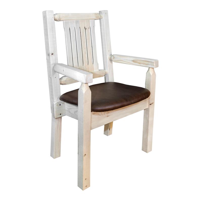 Montana Woodworks Homestead Hand-Crafted Wood Captain's Chair in Natural