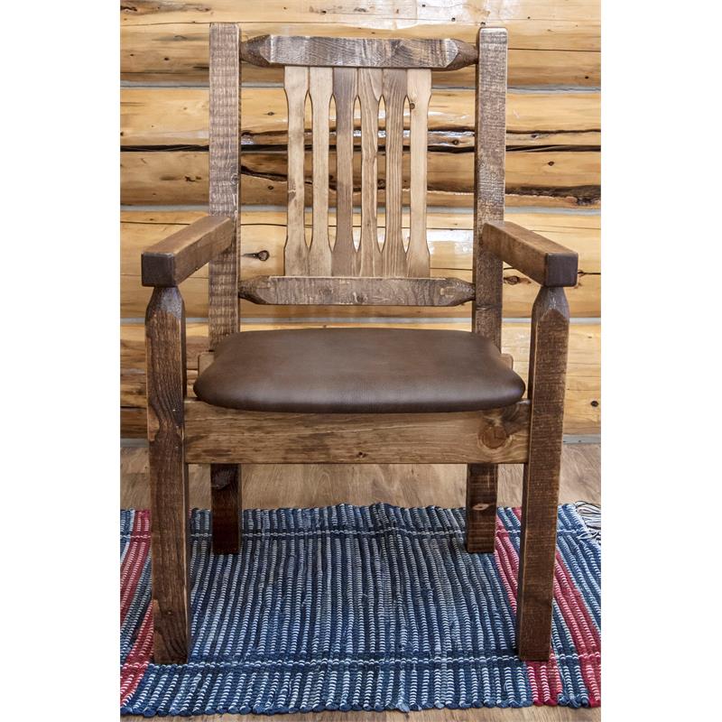 Montana Woodworks Homestead Hand-Crafted Wood Captain's Chair in Brown