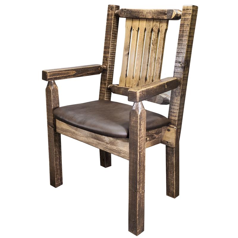 Montana Woodworks Homestead Hand-Crafted Wood Captain's Chair in Brown