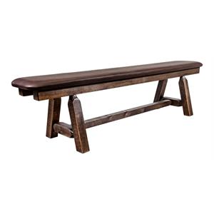 Montana Woodworks Homestead 6ft Wood Plank Style Bench with Upholstery in Brown
