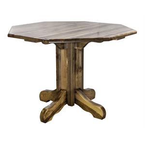 montana woodworks homestead wood center pedestal table in brown