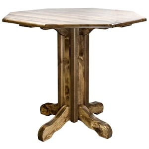 Montana Woodworks Homestead Handcrafted Transitional Wood Pub Table in Natural